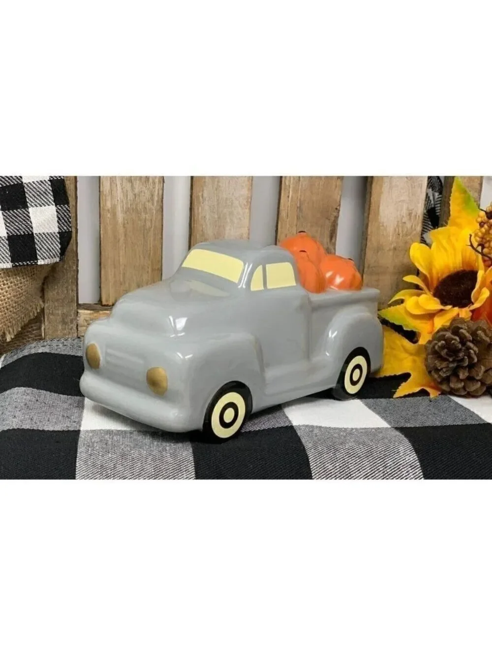 Farmhouse Pumpkin Hauling Truck Vintage Style Rustic Fall Holiday Decor Autumn